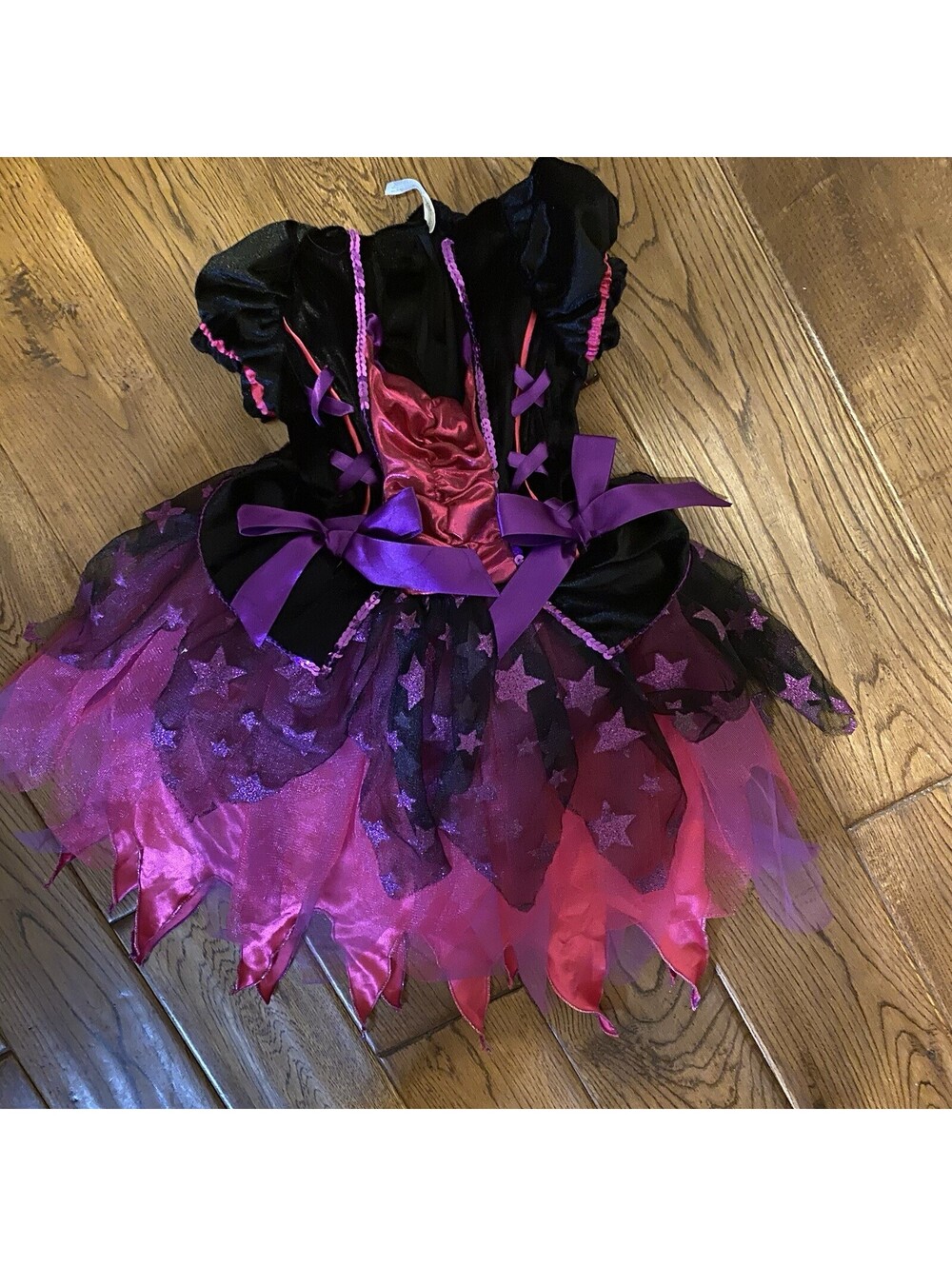 Toddler Witch Costume Pink Purple Black Satin- Tulle Size 3-4 Toddler Small